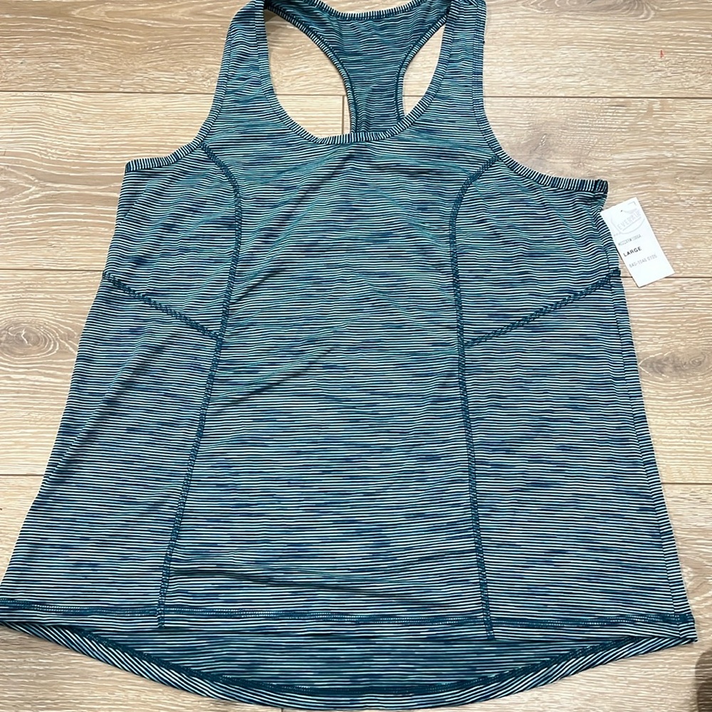 Xersion L Teal Strip Razorback
